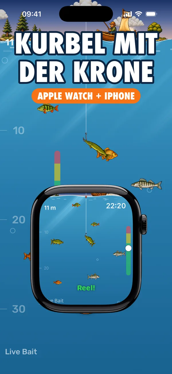 Apple Watch und iPhone: einen Fisch mit der Digital Crown einholen