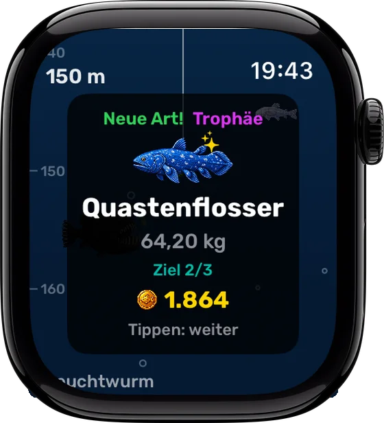 Apple-Watch-Display: neue Art gefangen — ein Quastenflosser mit 64 kg